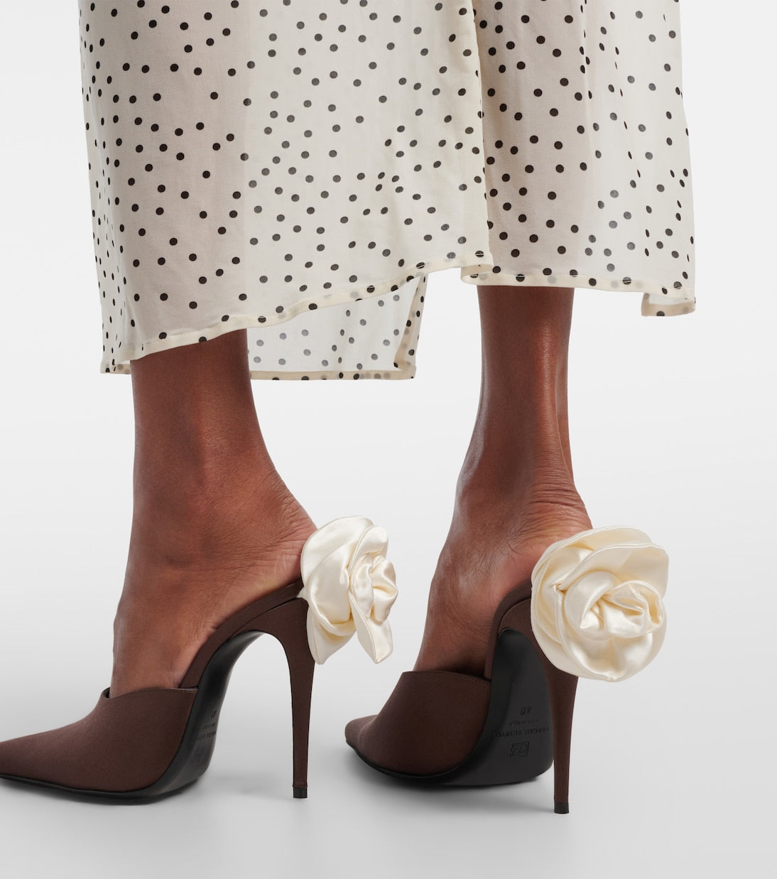 Magda Butrym - Floral-appliqué satin mules