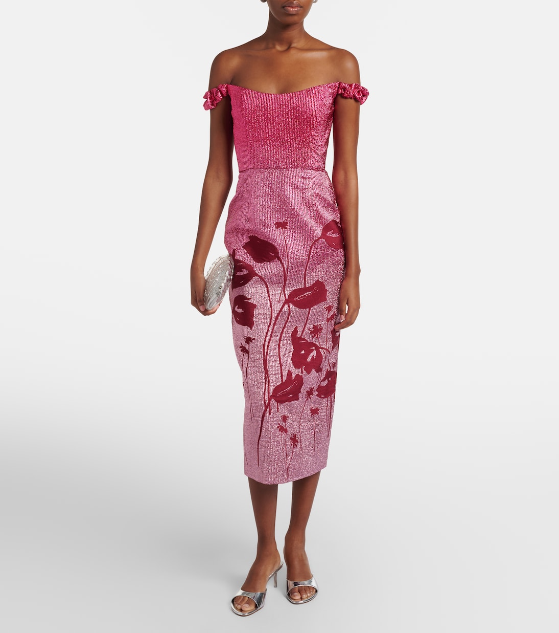 Markarian - Amina floral lamé corset dress