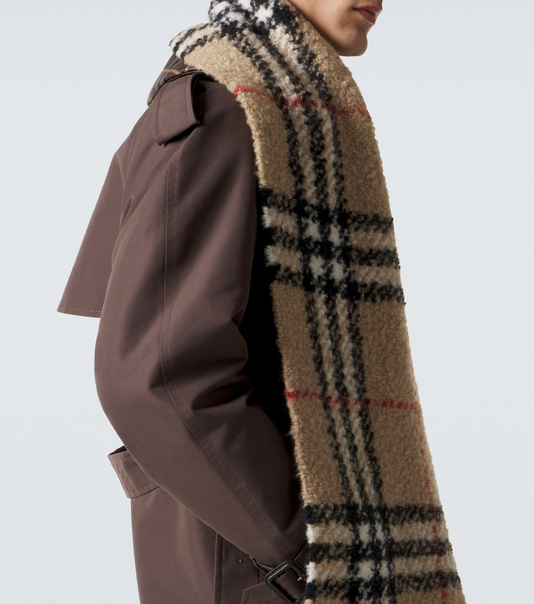 Burberry - Burberry Check wool-blend bouclé scarf