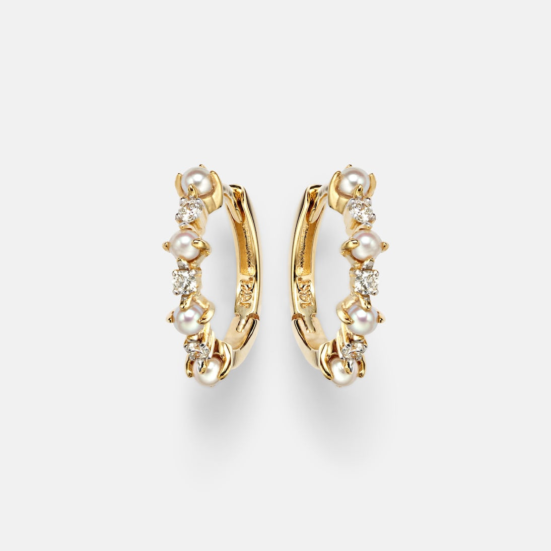 Mateo - 14kt gold earrings with diamonds and pearls