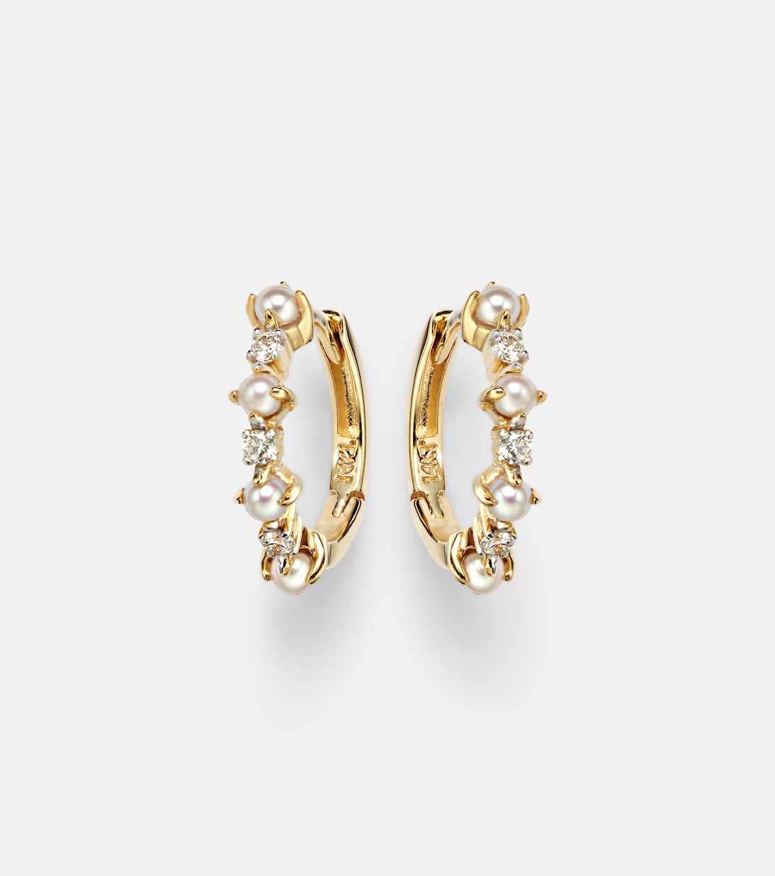 Mateo - 14kt gold earrings with diamonds and pearls