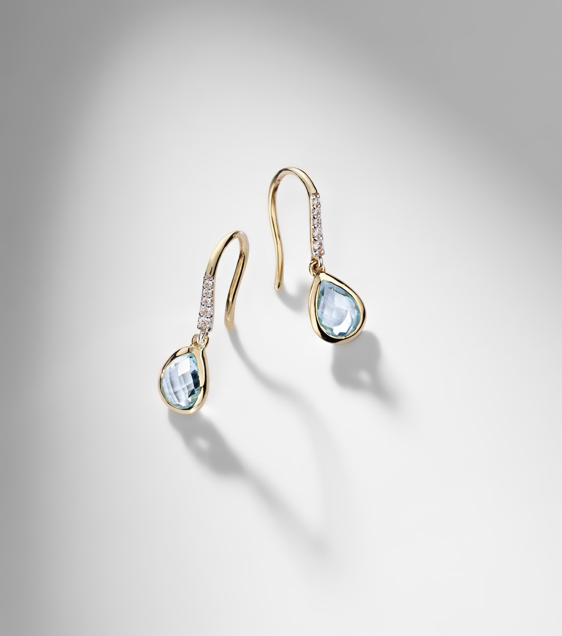 Mateo - 14kt gold drop earrings with topaz and diamonds