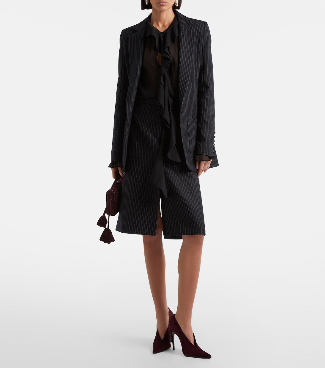 Nina Ricci - Pinstriped wool-blend pencil skirt