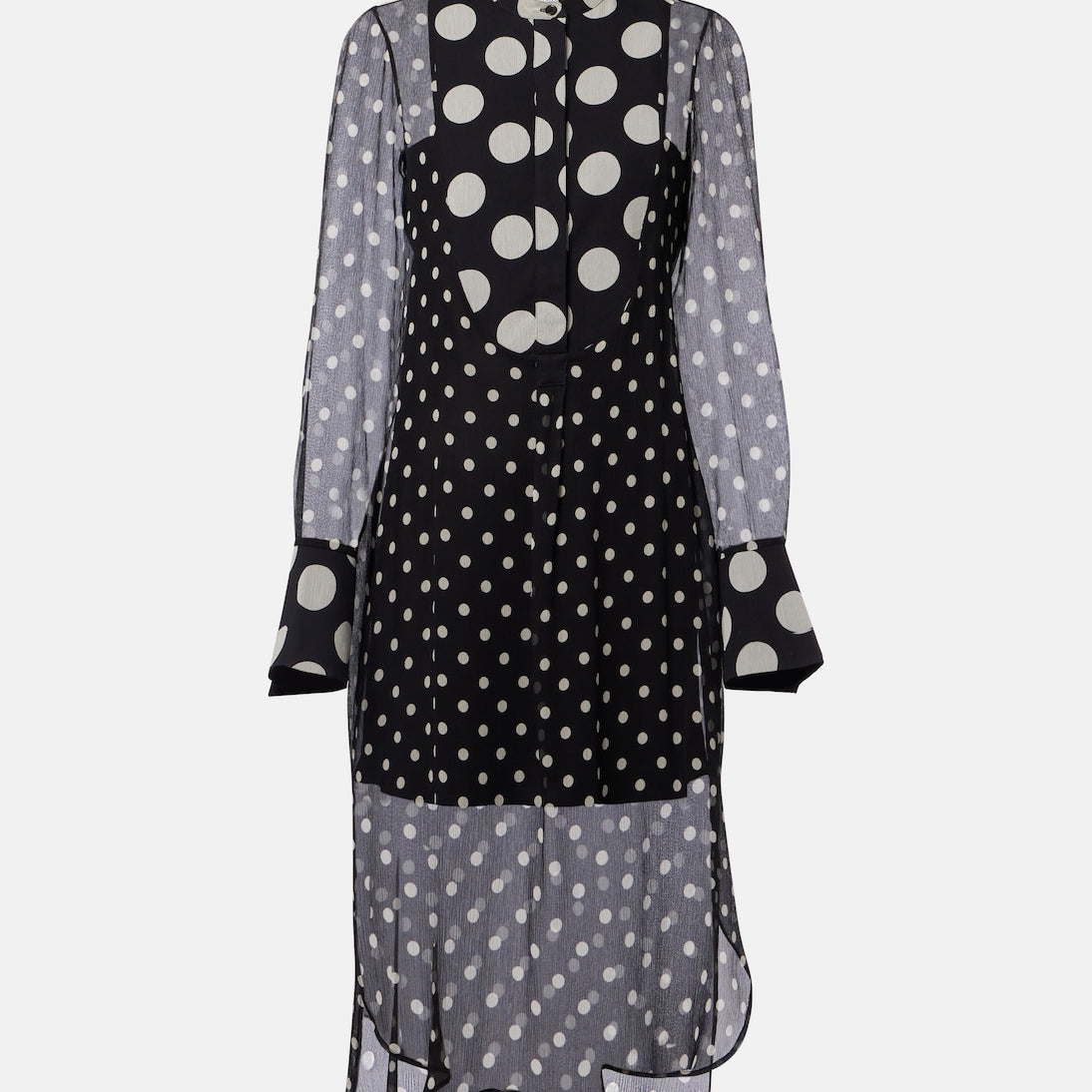 Nina Ricci - Polka-dot semi-sheer silk midi dress