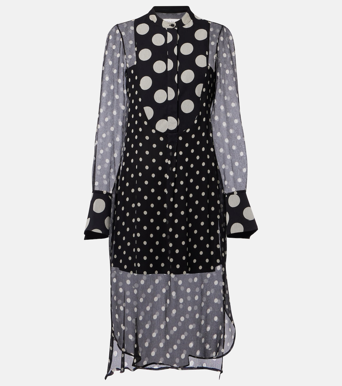 Nina Ricci - Polka-dot semi-sheer silk midi dress