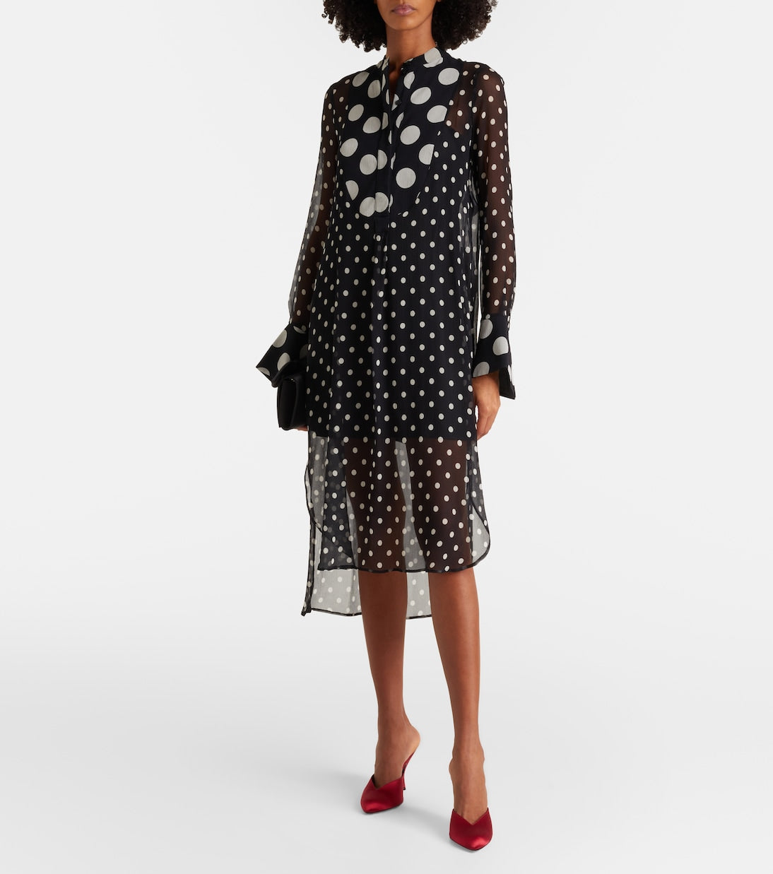 Nina Ricci - Polka-dot semi-sheer silk midi dress