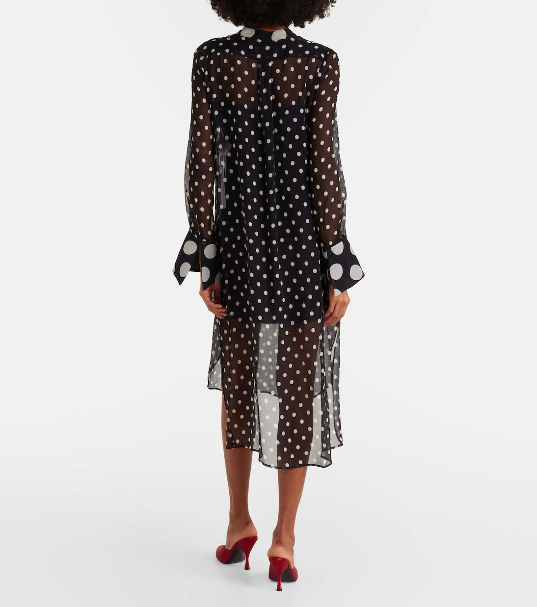 Nina Ricci - Polka-dot semi-sheer silk midi dress