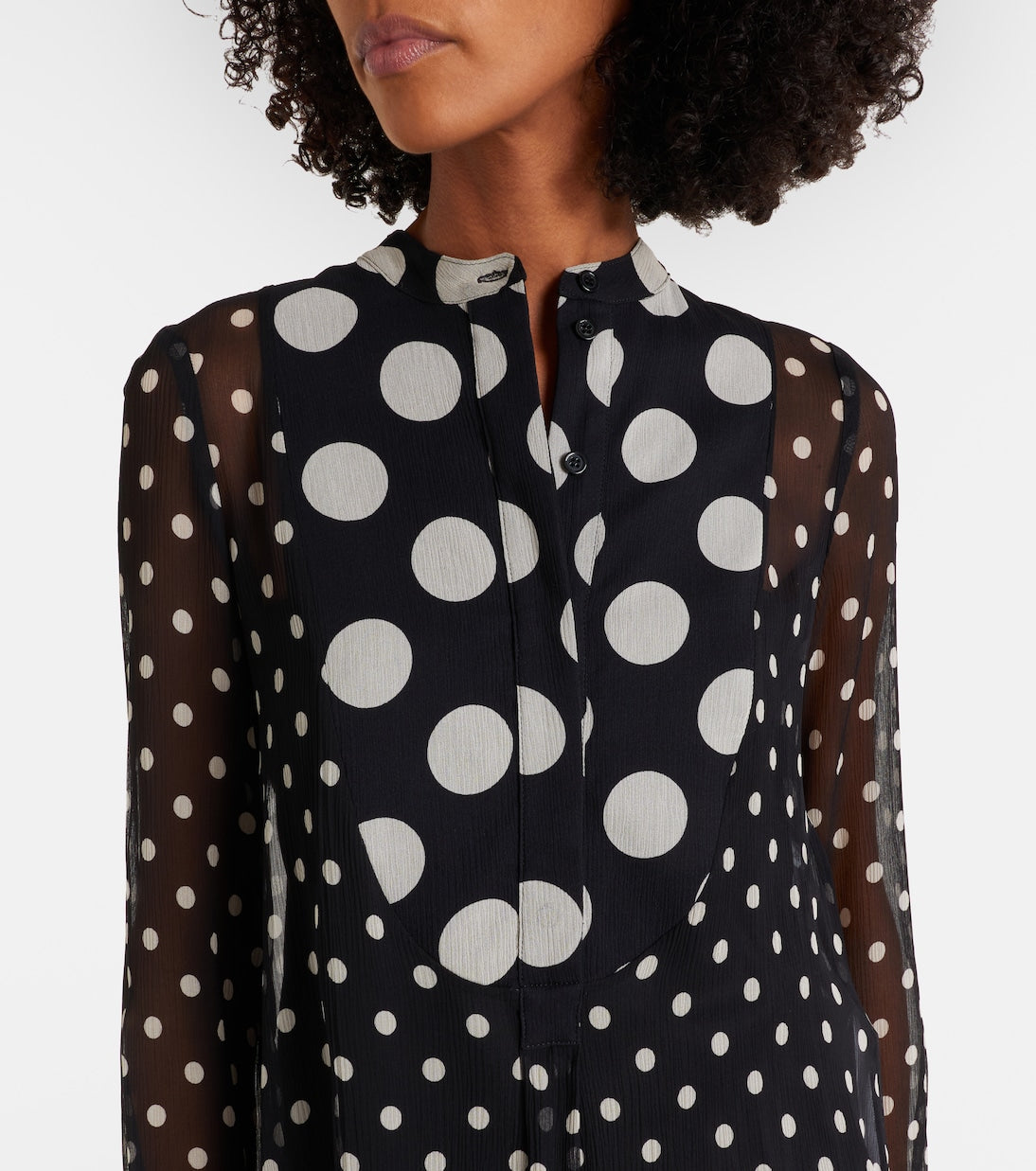 Nina Ricci - Polka-dot semi-sheer silk midi dress