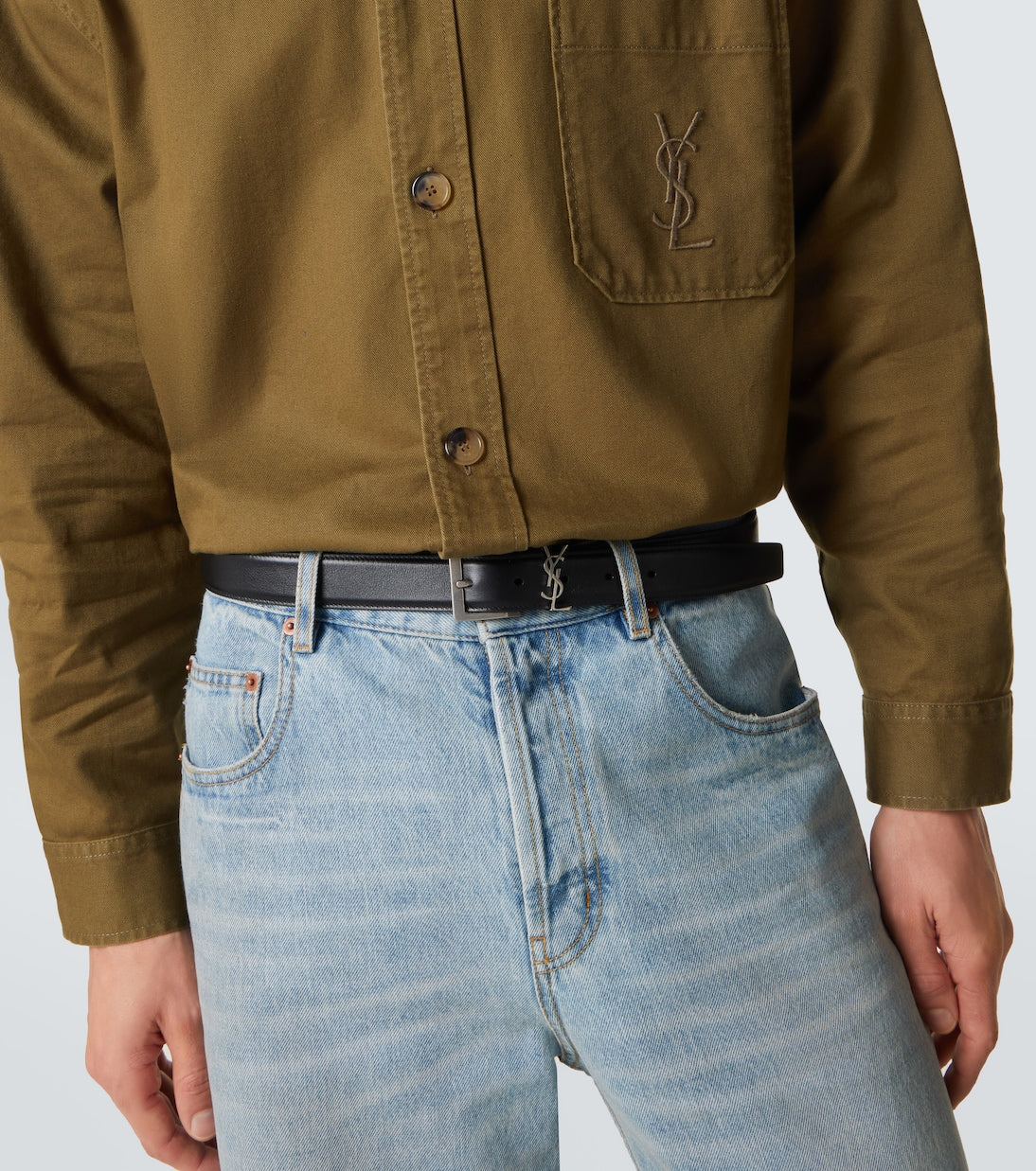 Saint Laurent - Cassandre leather belt