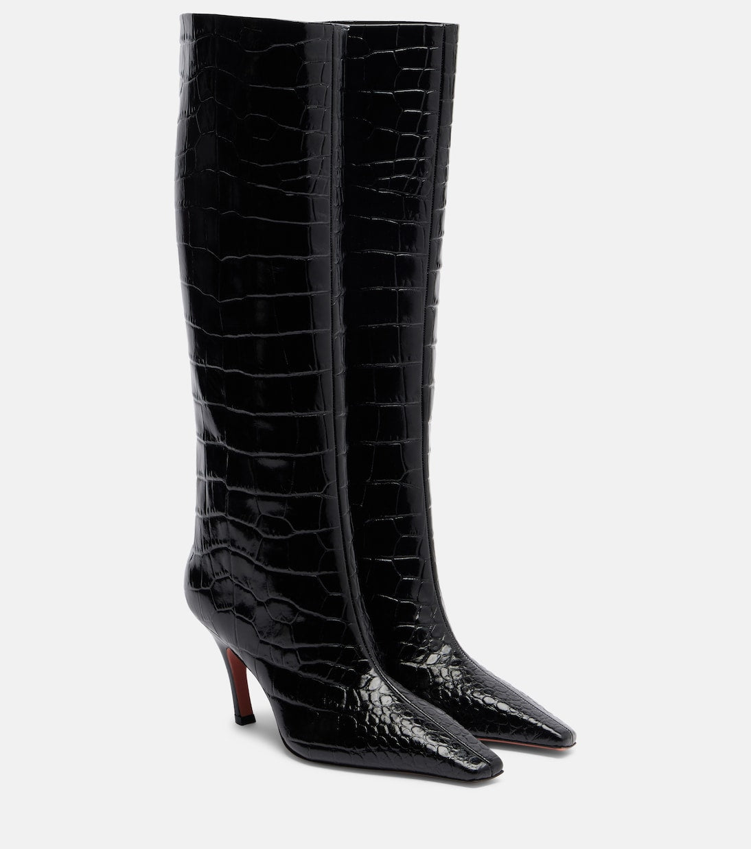 Amina Muaddi - Mona croc-effect leather knee-high boots