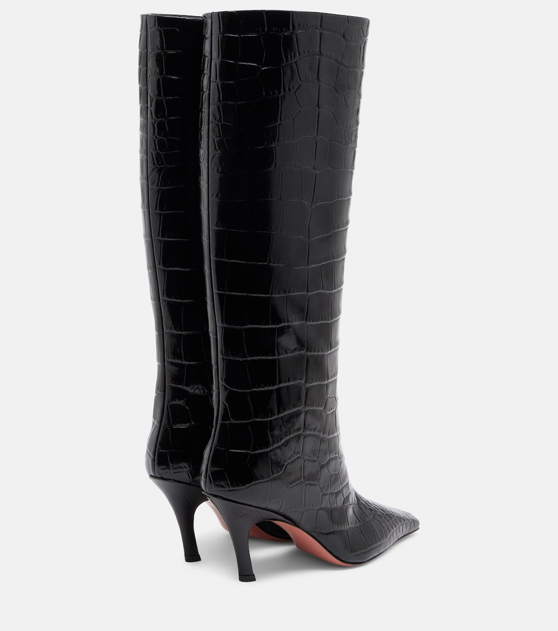 Amina Muaddi - Mona croc-effect leather knee-high boots