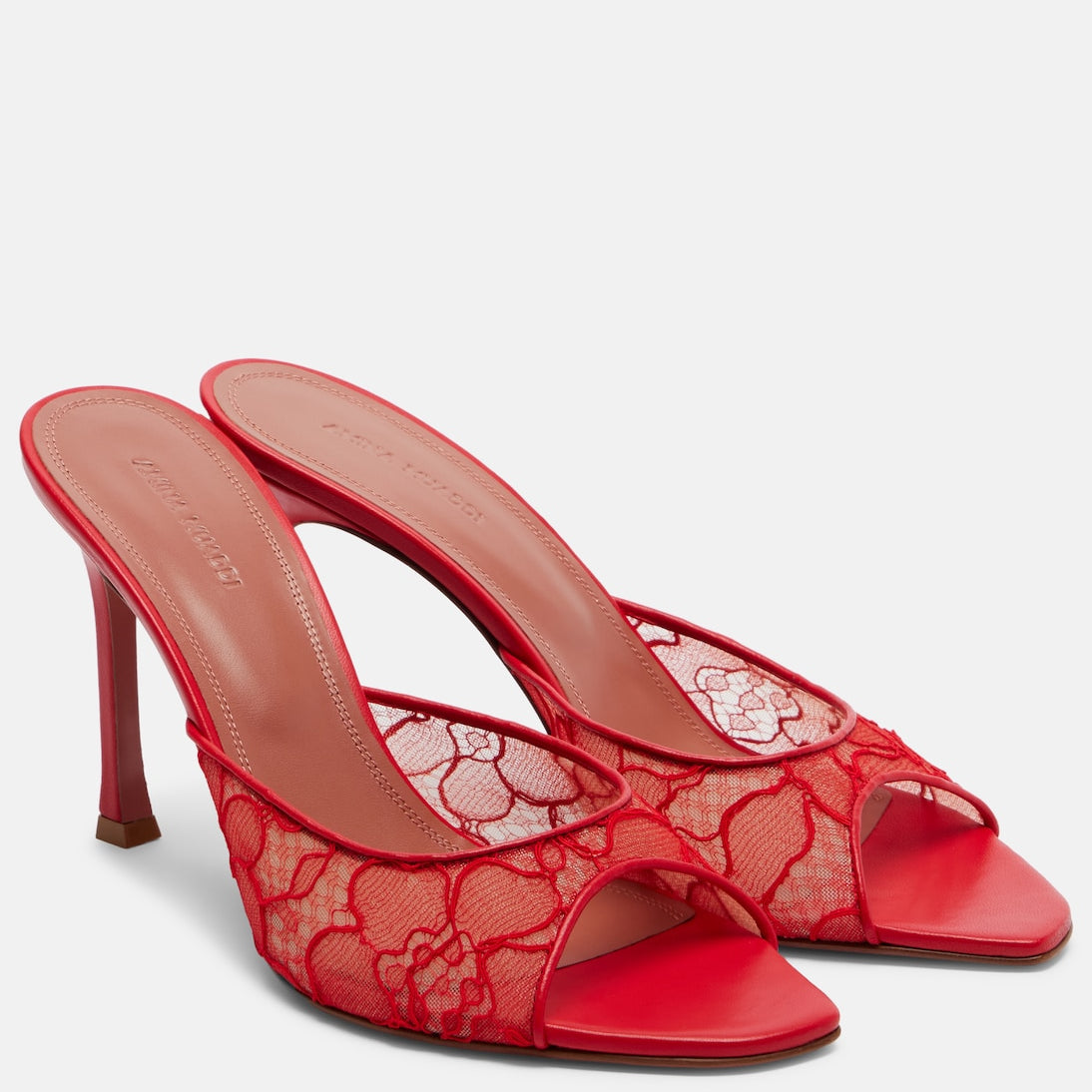 Amina Muaddi - Alexa leather-trimmed lace mules
