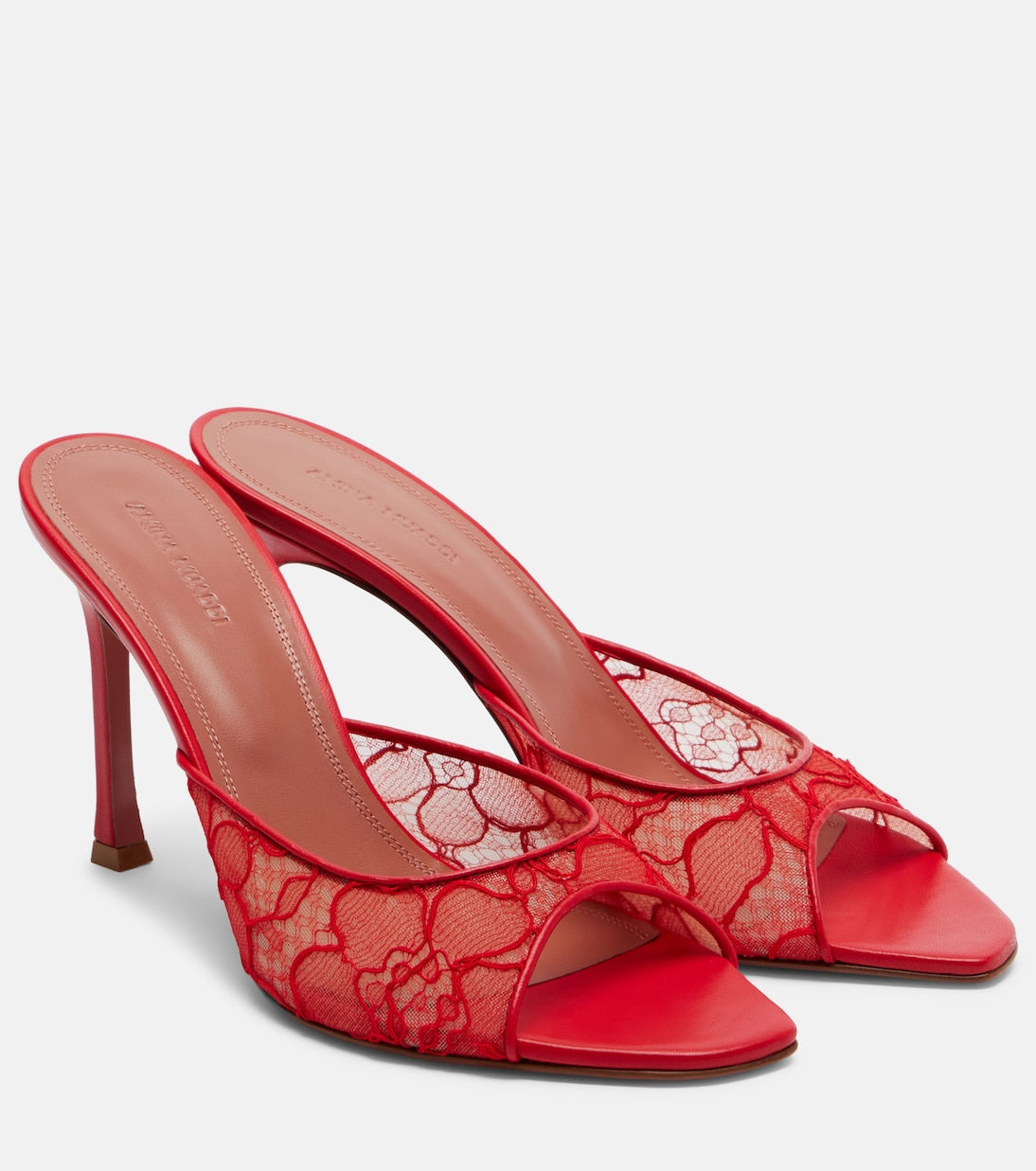 Amina Muaddi - Alexa leather-trimmed lace mules