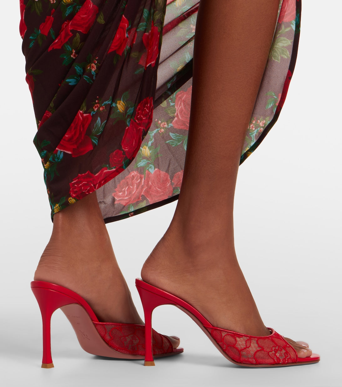 Amina Muaddi - Alexa leather-trimmed lace mules