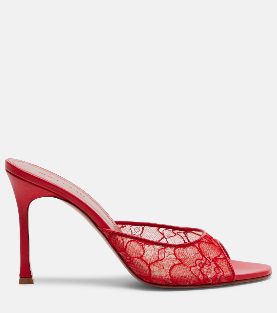 Amina Muaddi - Alexa leather-trimmed lace mules