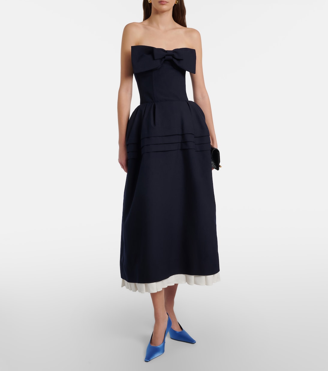 Shushu/Tong - Bow-detail wool and silk midi dress