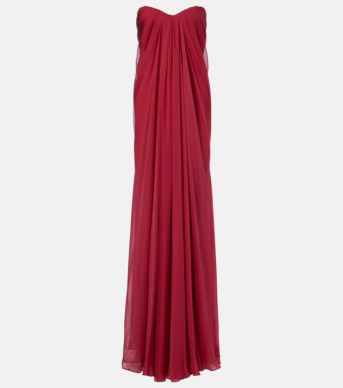 McQueen - Draped silk chiffon bustier gown
