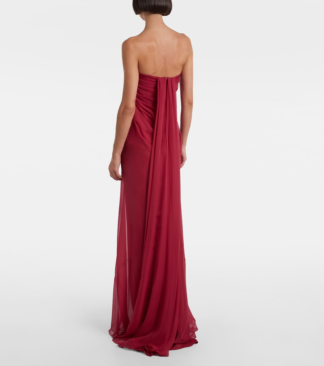 McQueen - Draped silk chiffon bustier gown