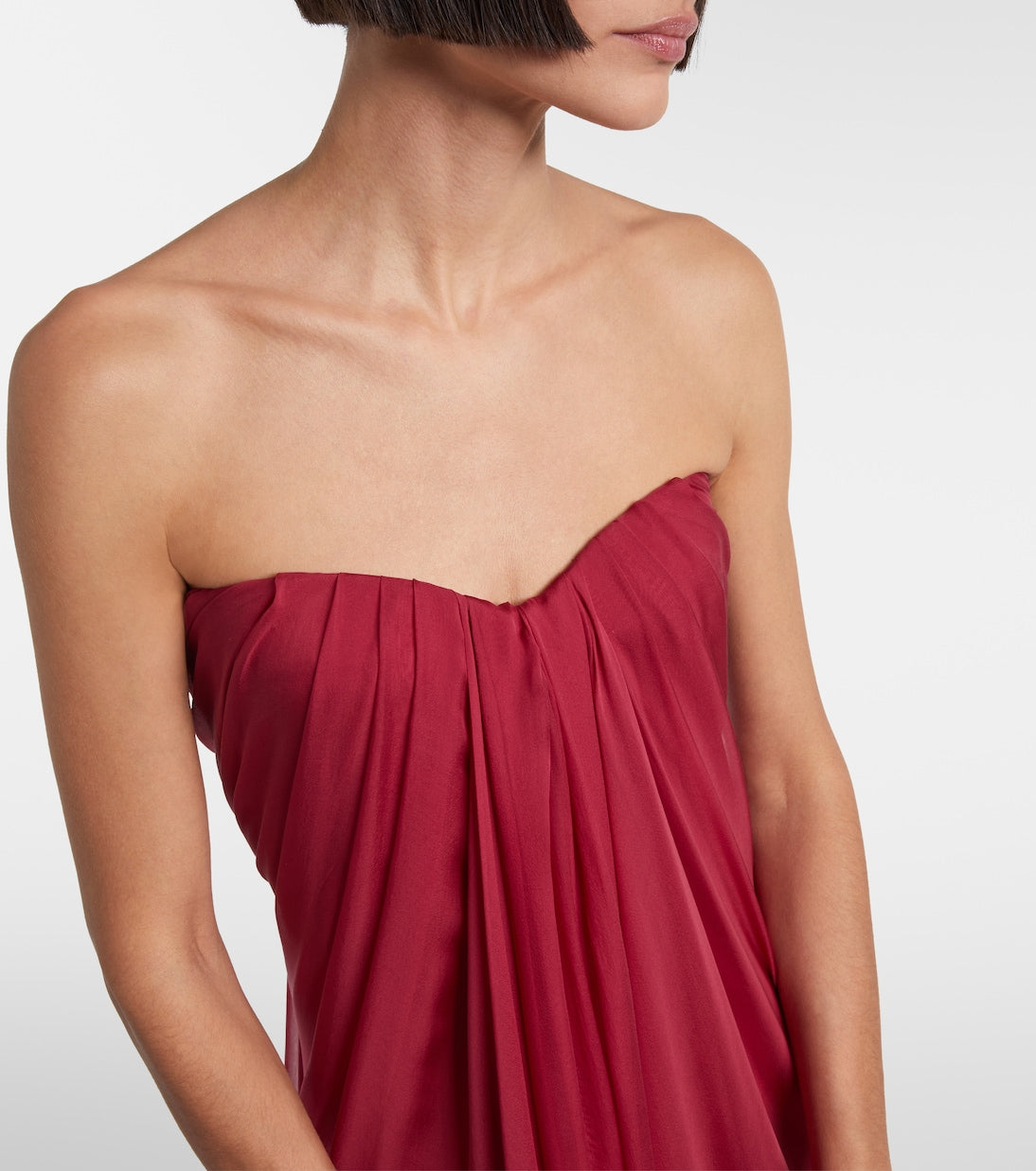 McQueen - Draped silk chiffon bustier gown