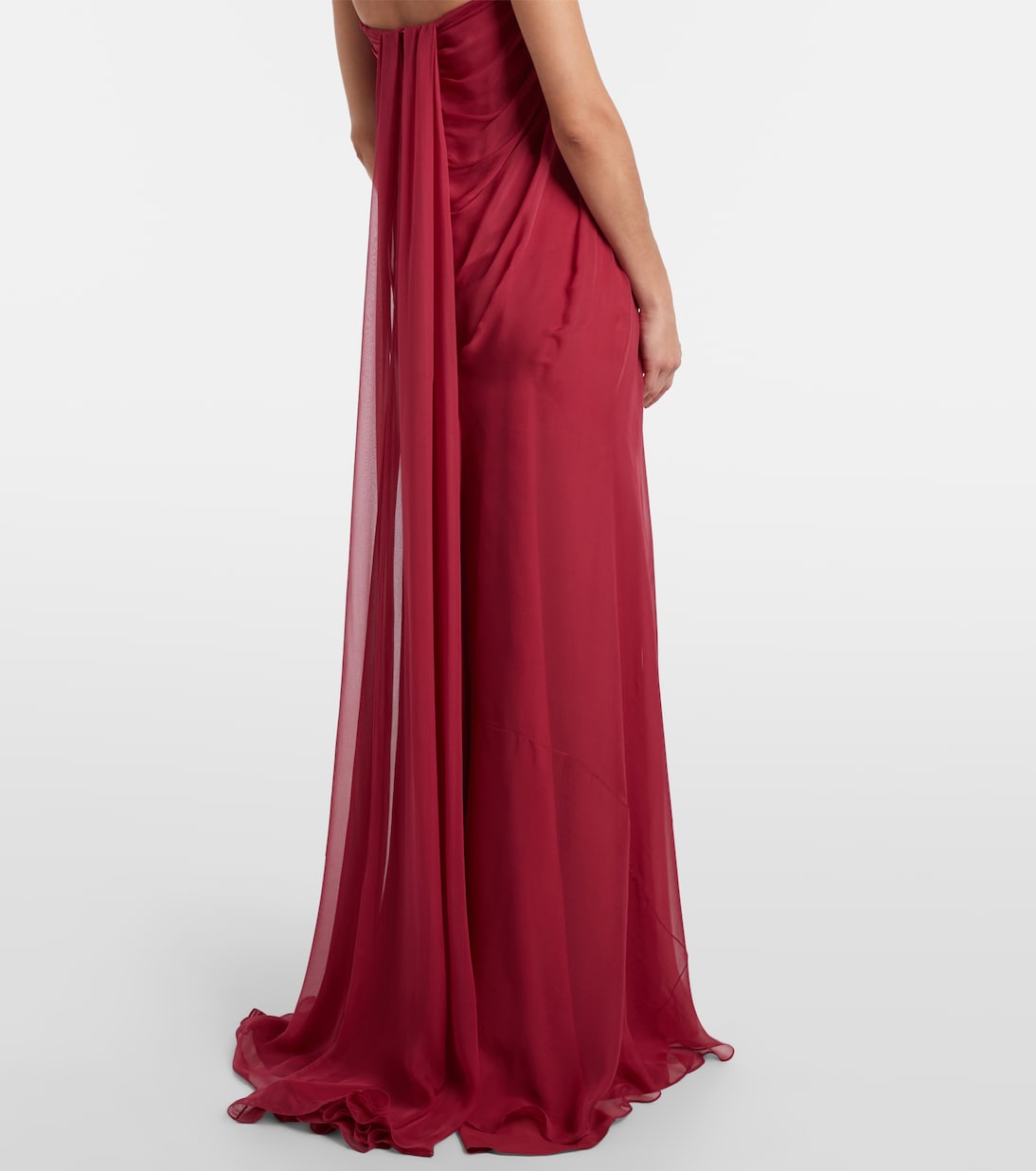 McQueen - Draped silk chiffon bustier gown