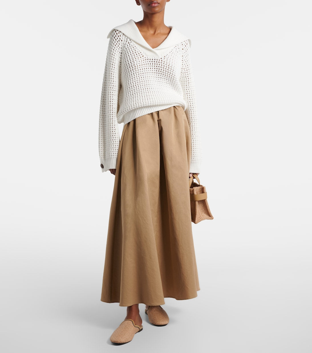 Brunello Cucinelli - Cotton-blend midi skirt