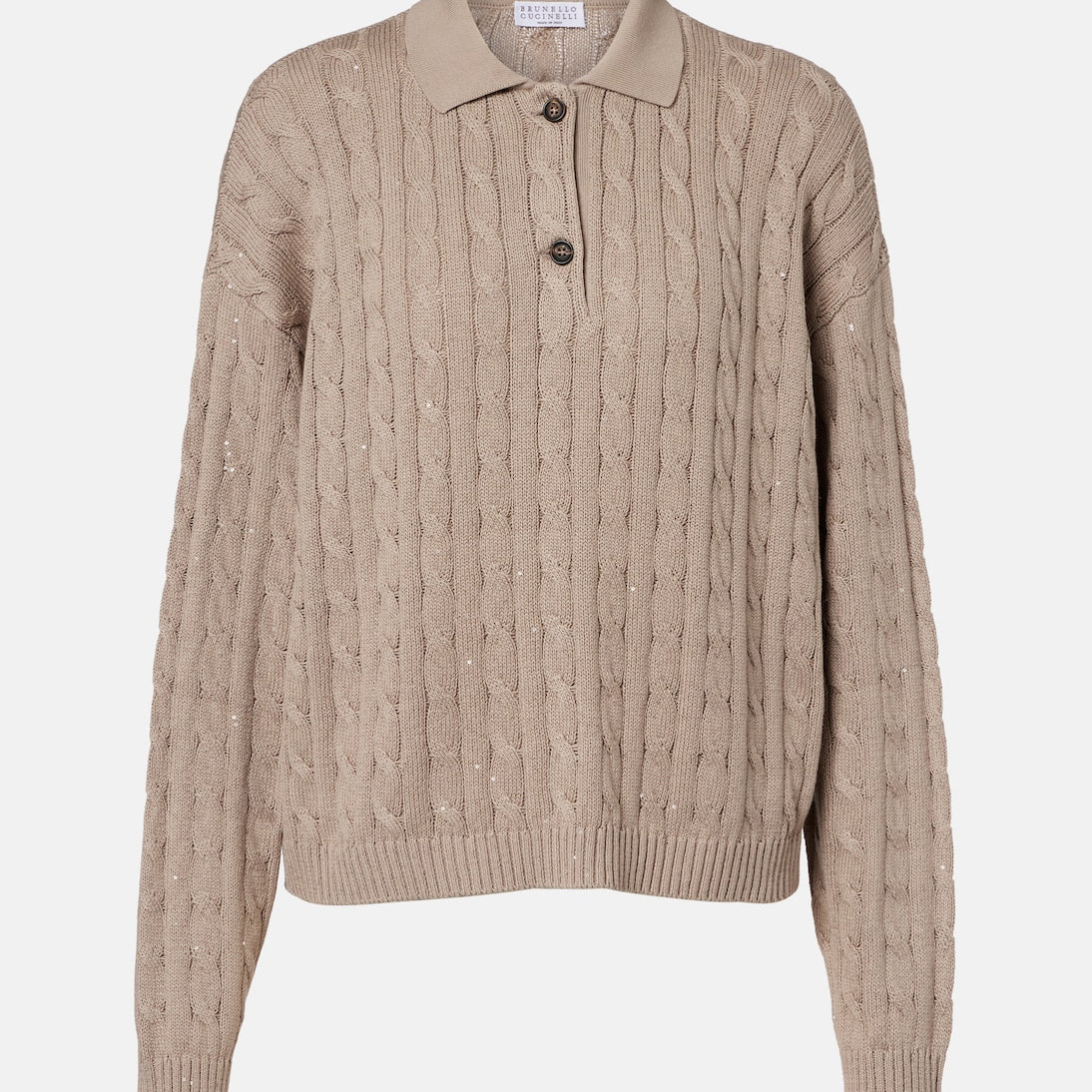 Brunello Cucinelli - Cable-knit cotton-blend polo sweater