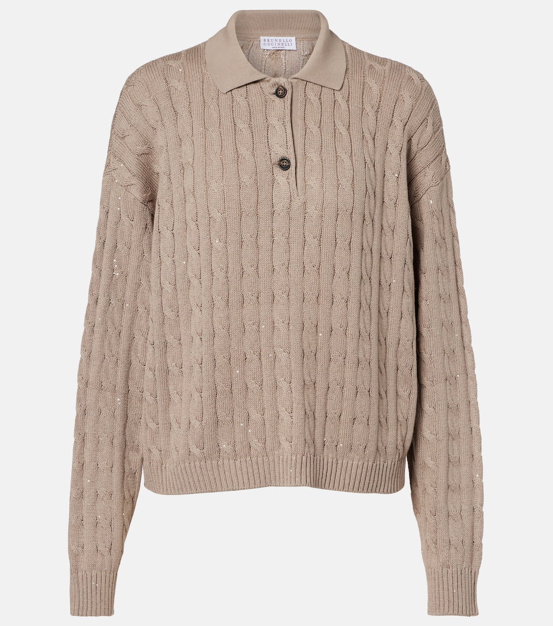 Brunello Cucinelli - Cable-knit cotton-blend polo sweater