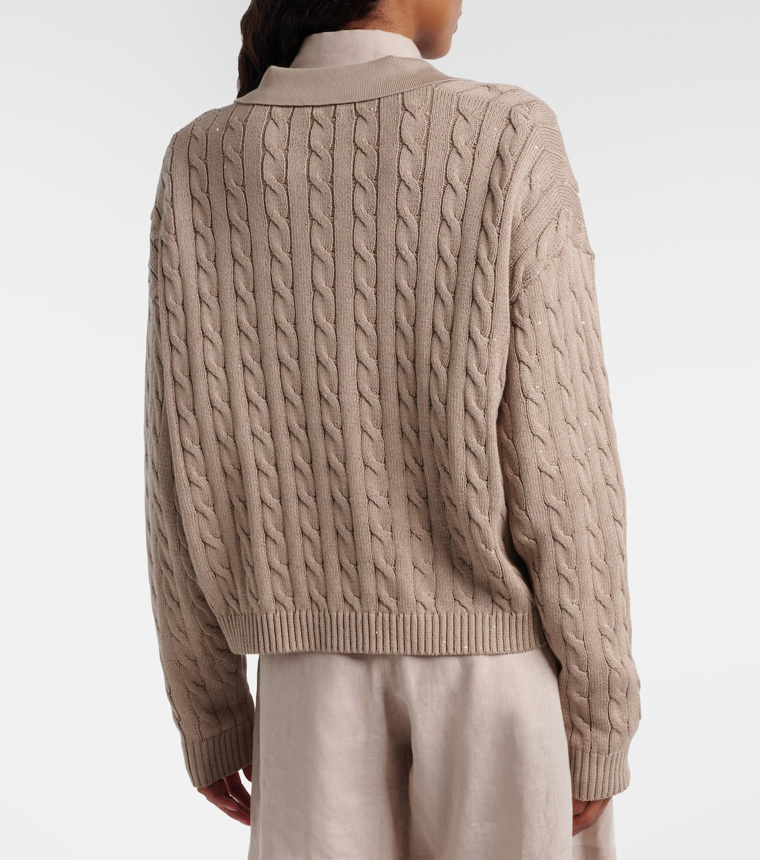 Brunello Cucinelli - Cable-knit cotton-blend polo sweater