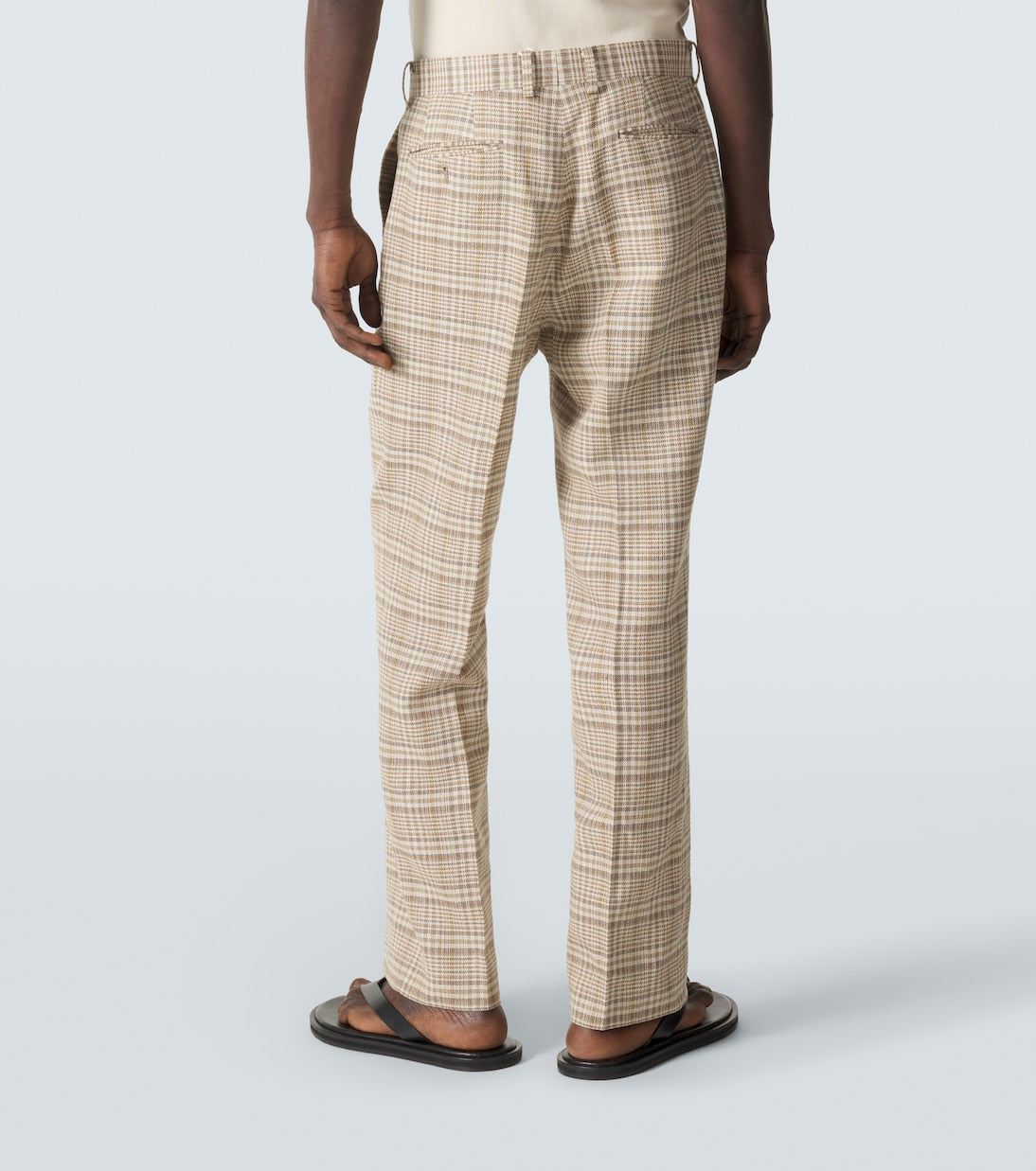 Auralee - Checked silk and linen tweed straight pants