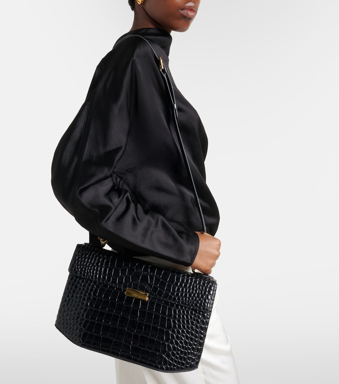 Toteme - Box Small croc-effect leather top-handle bag