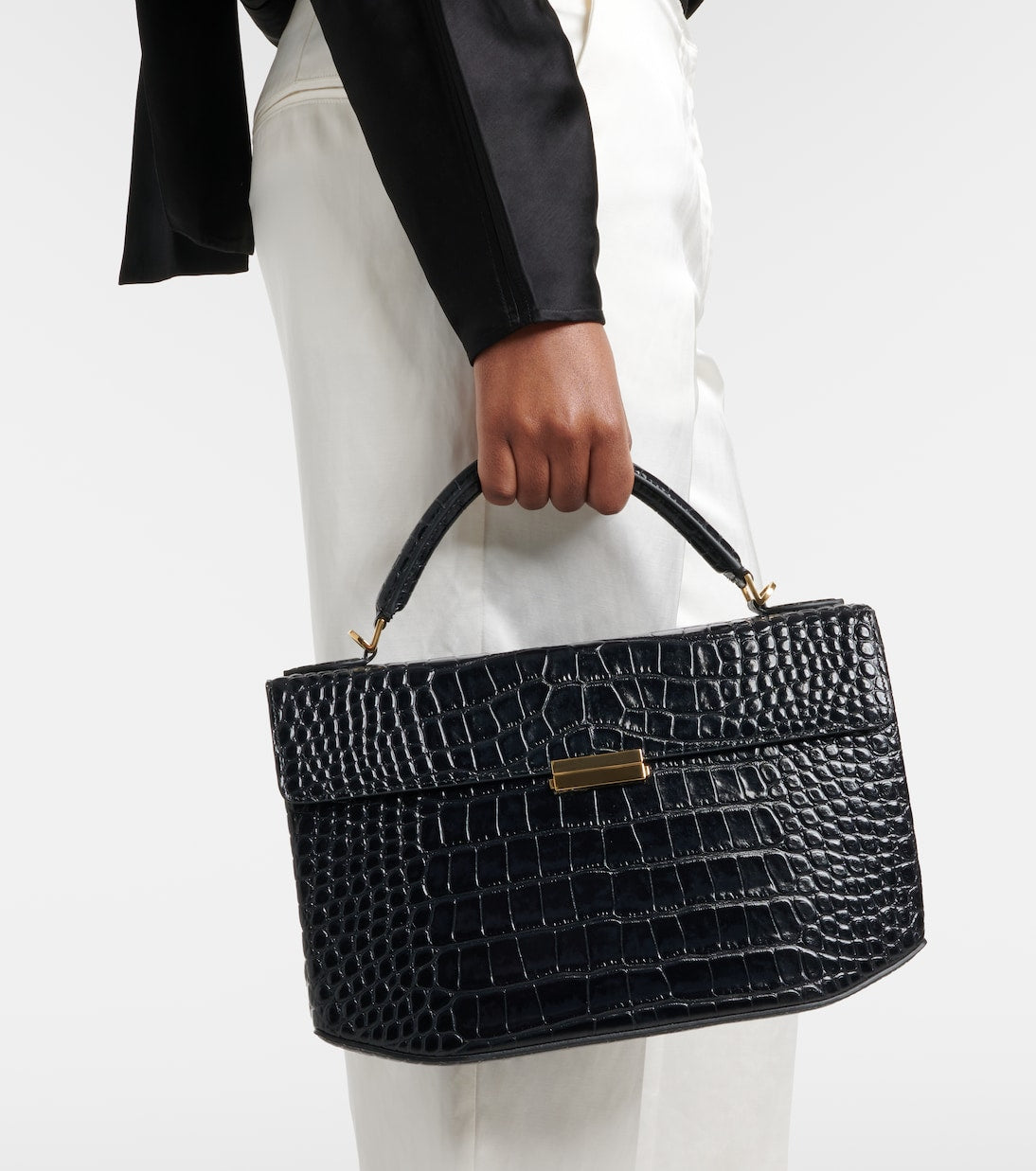 Toteme - Box Small croc-effect leather top-handle bag