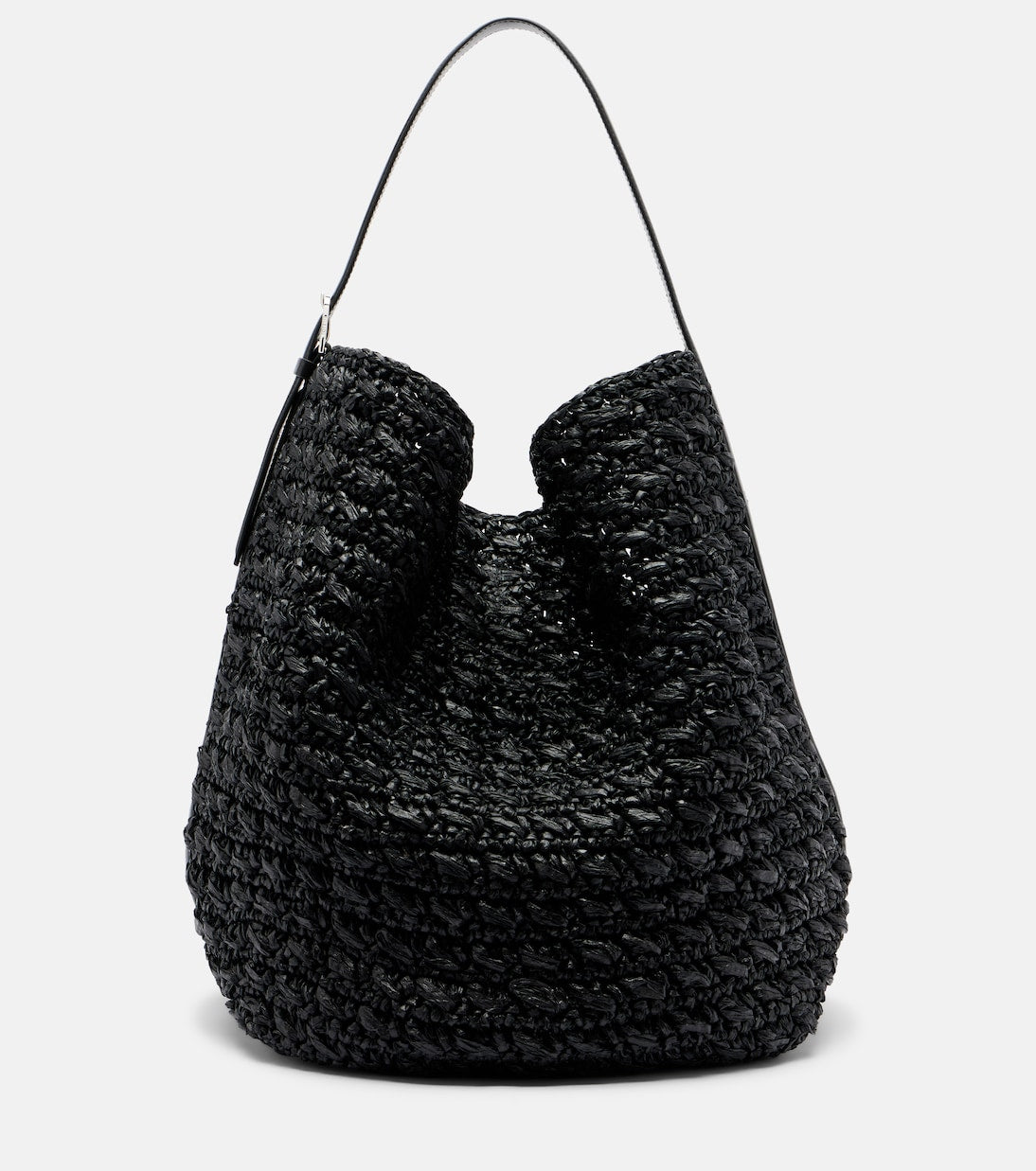 Toteme - Belted leather-trimmed raffia tote bag