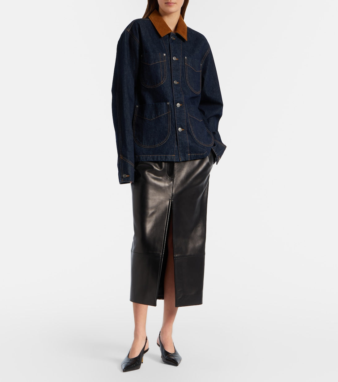 Khaite - Wyatt corduroy-trimmed denim jacket