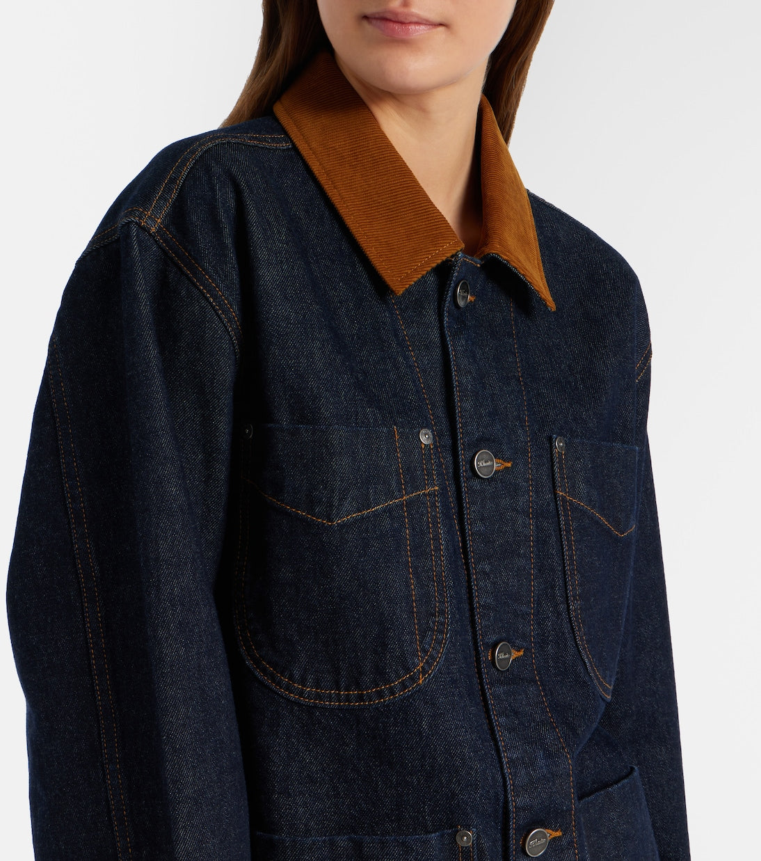 Khaite - Wyatt corduroy-trimmed denim jacket