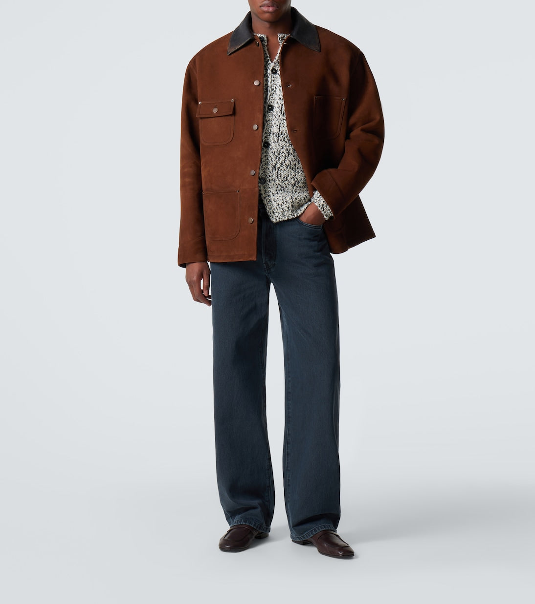Prada - Leather-trimmed suede jacket