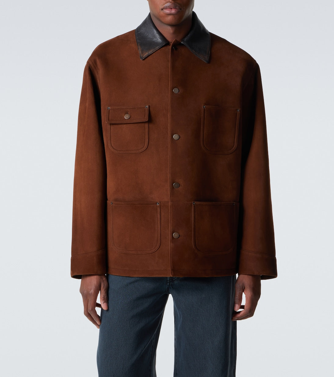 Prada - Leather-trimmed suede jacket