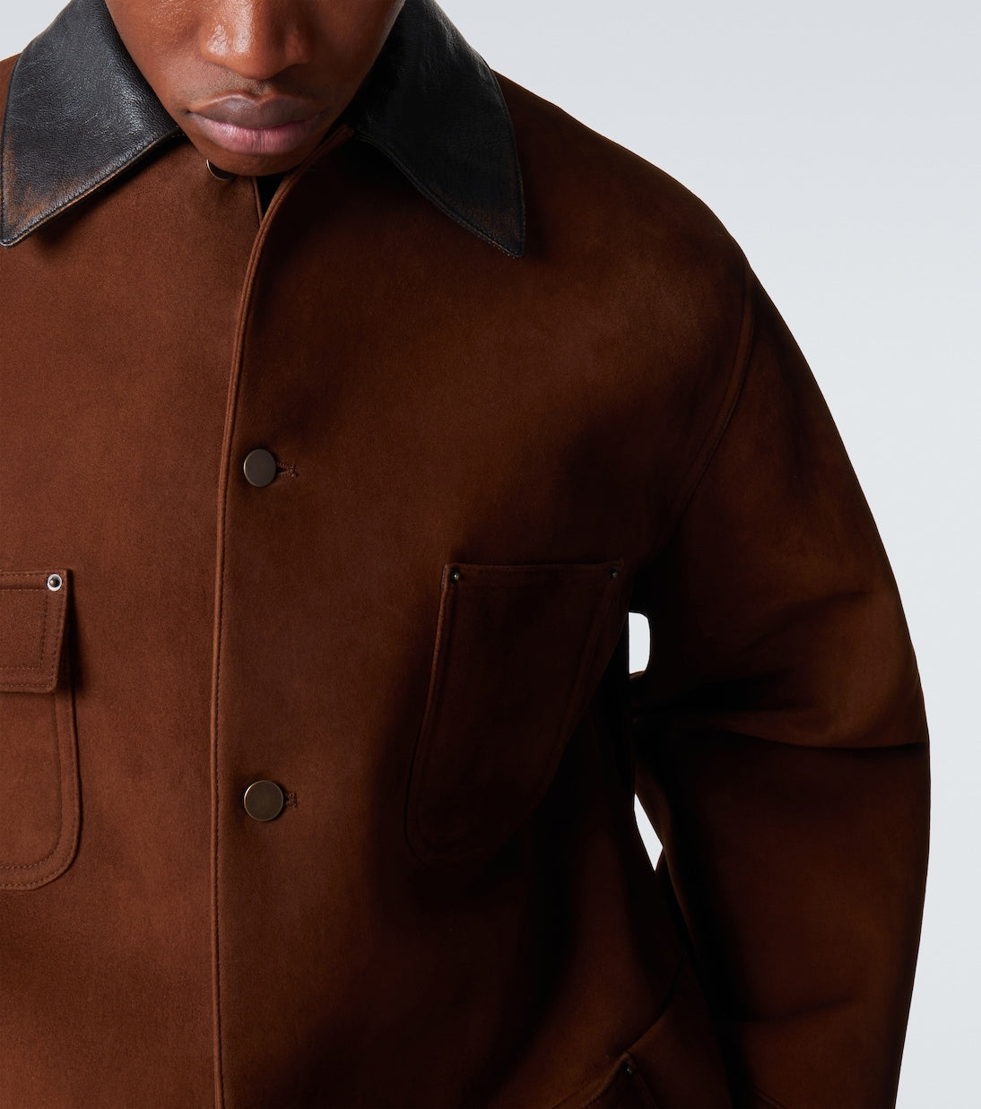 Prada - Leather-trimmed suede jacket