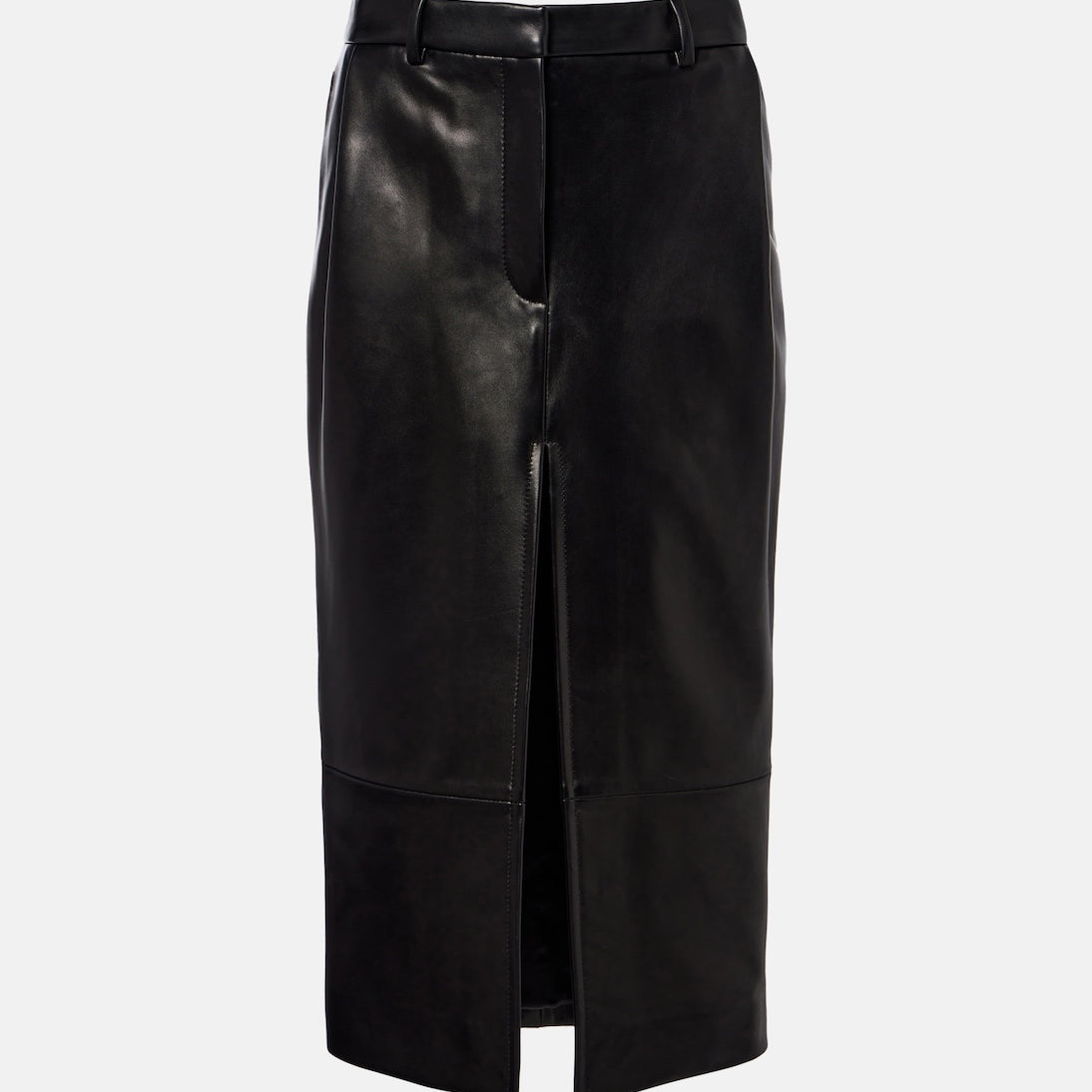 Khaite - Anden leather midi skirt