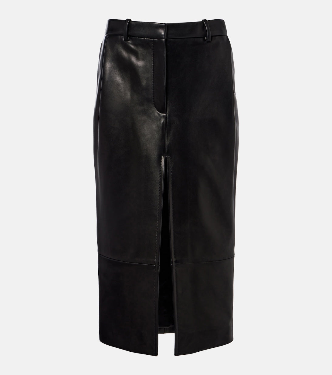 Khaite - Anden leather midi skirt