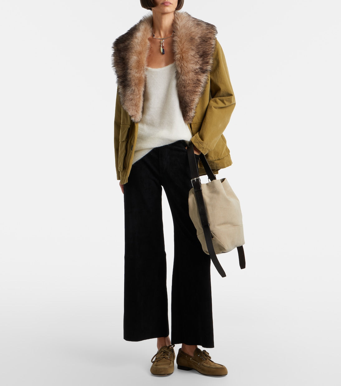 Stouls - Lilou cropped suede wide-leg pants