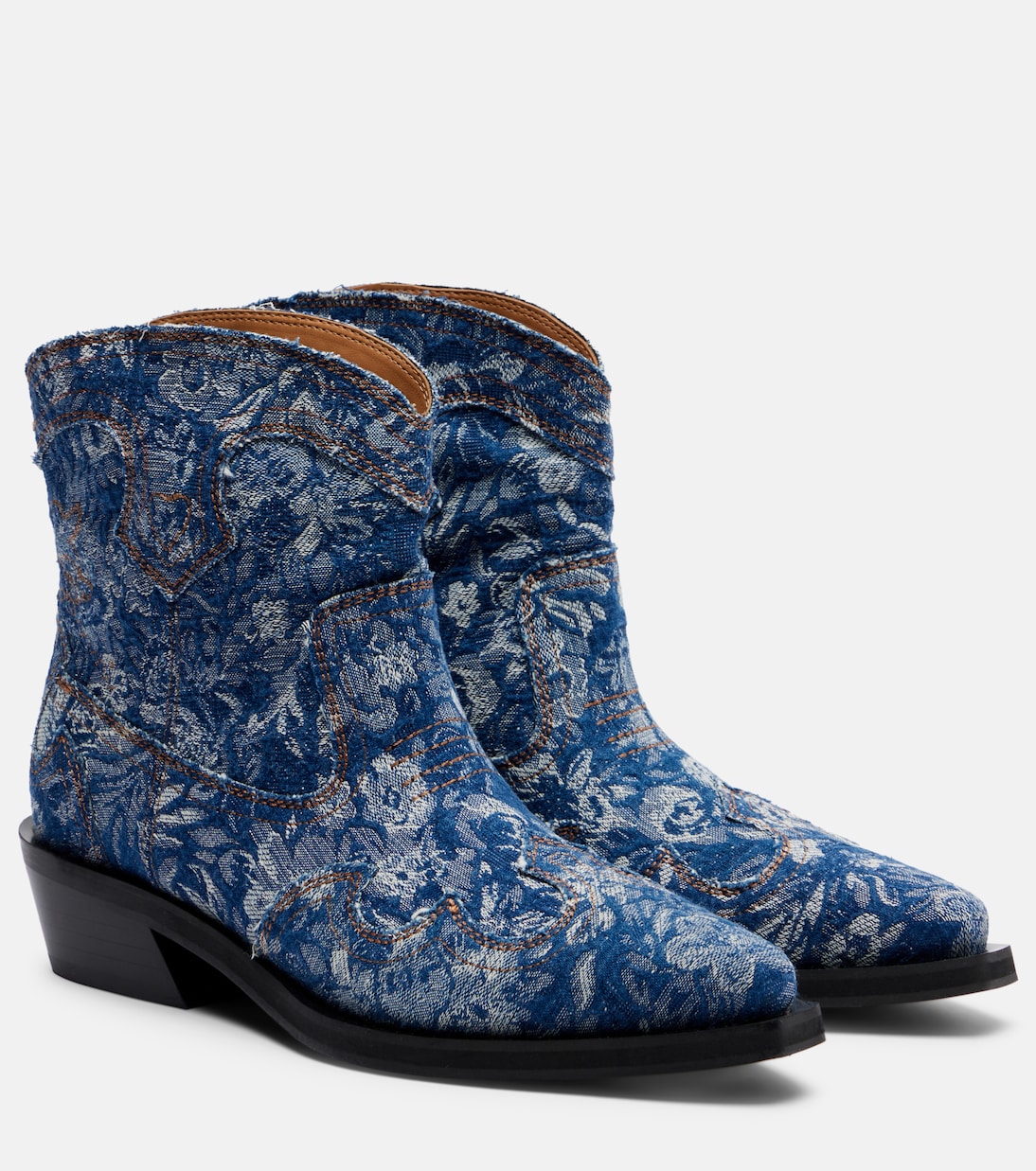 Ganni - Low Shaft embroidered jacquard cowboy boots