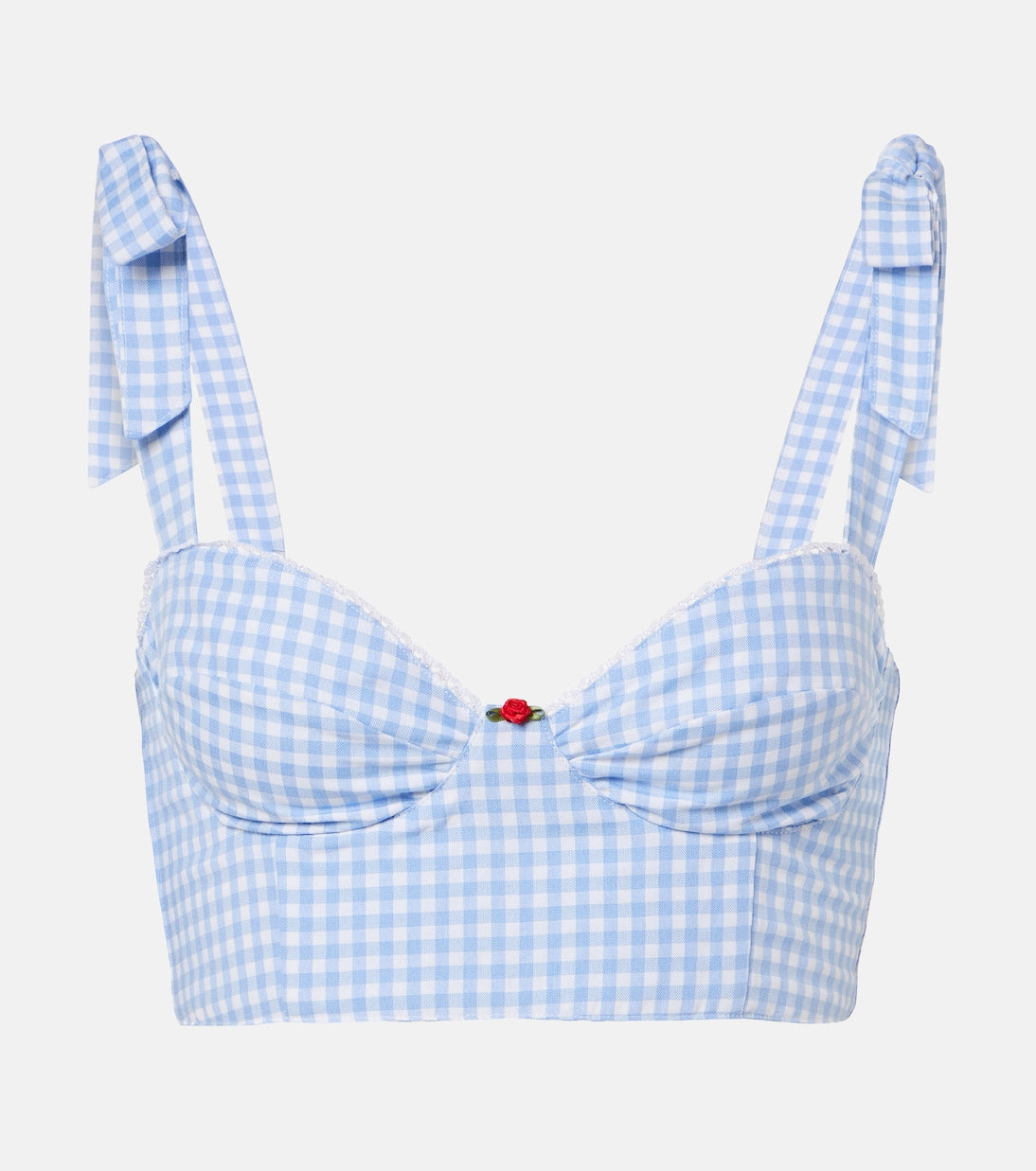Bananhot - Alba gingham cotton poplin crop top