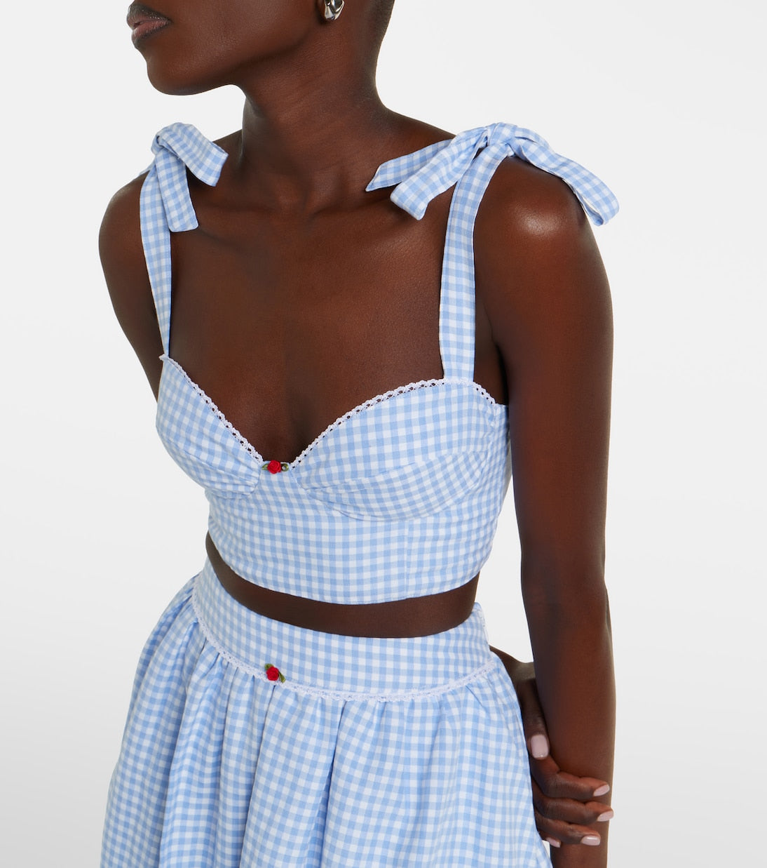 Bananhot - Alba gingham cotton poplin crop top