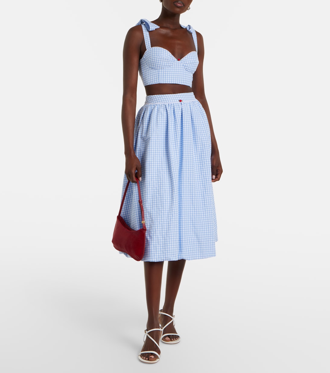 Bananhot - Alba gingham cotton poplin midi skirt