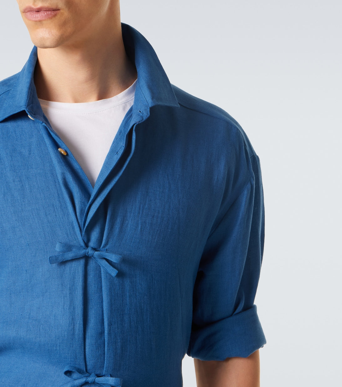 Kiton - Bow-detail linen shirt