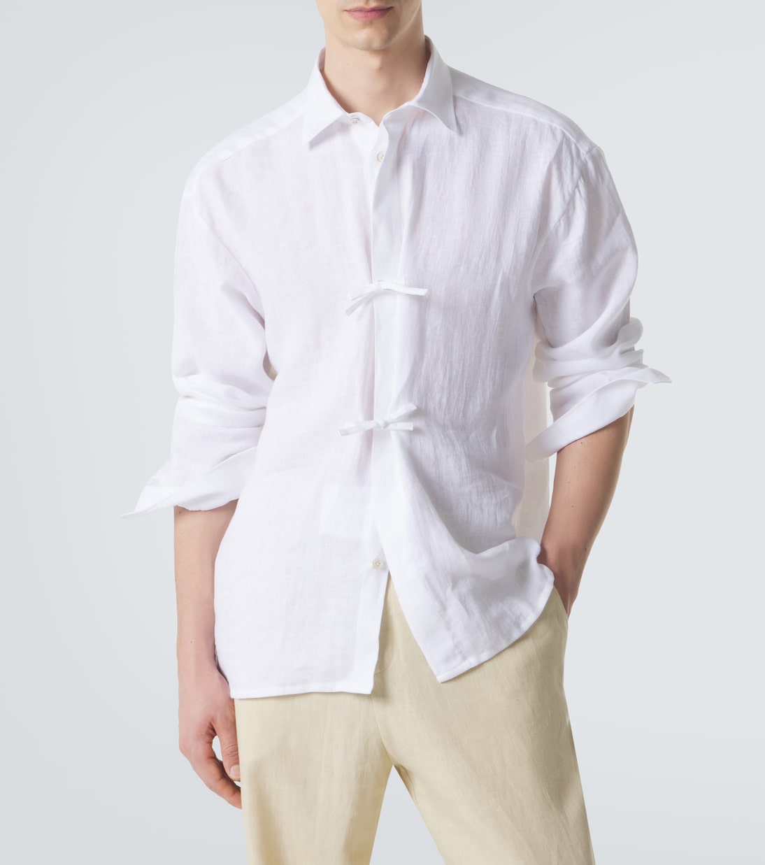 Kiton - Dorian bow-detail linen shirt