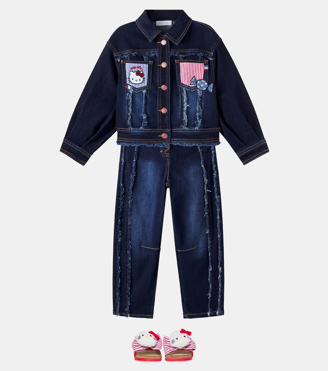 Monnalisa - x Hello Kitty patchwork straight jeans