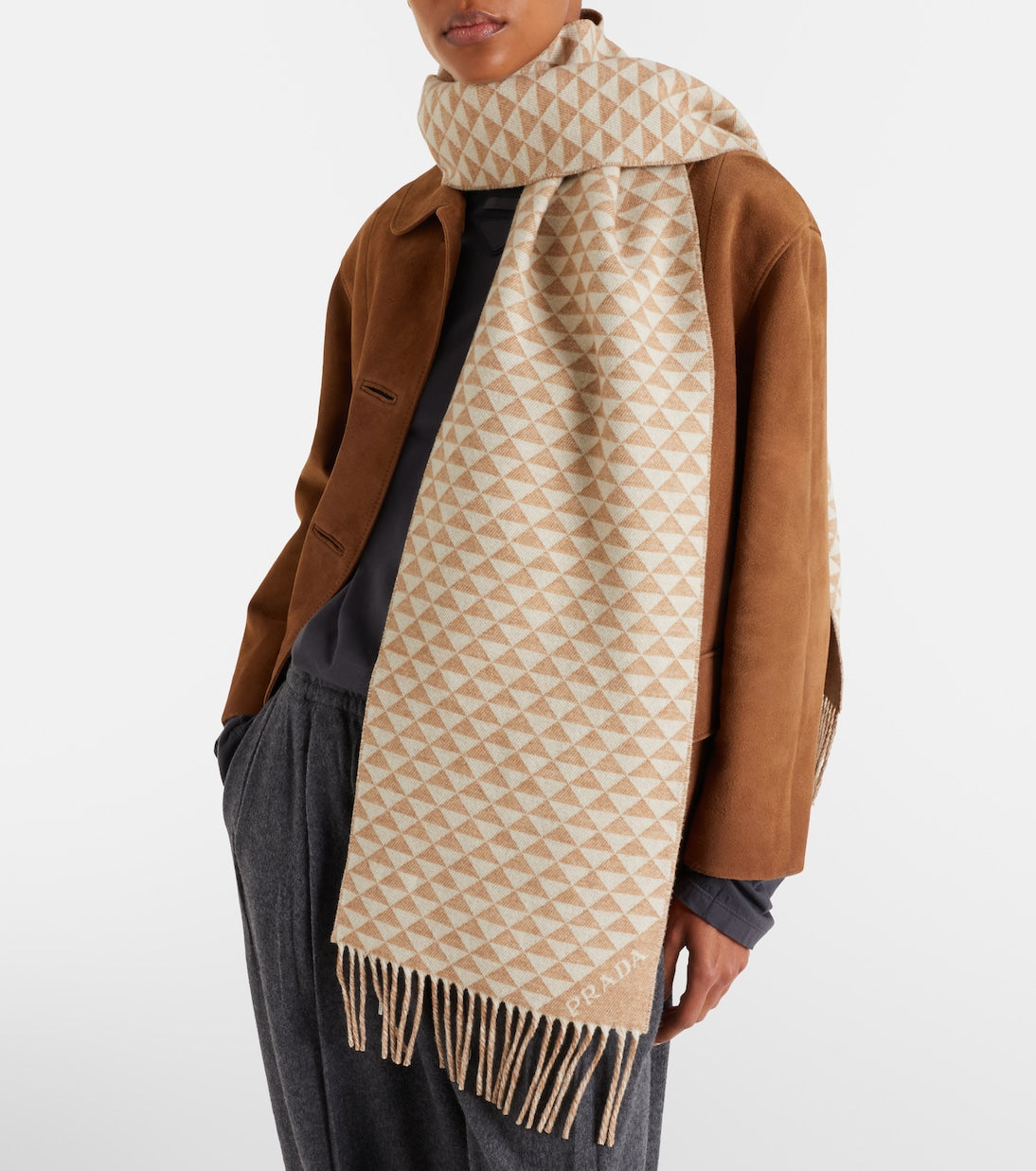 Prada - Symbole wool and cashmere scarf
