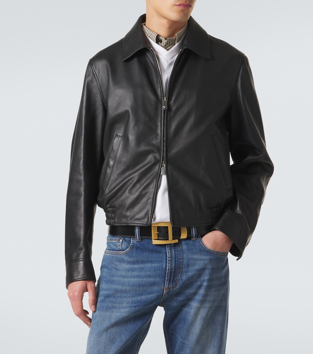 Versace - Leather blouson jacket
