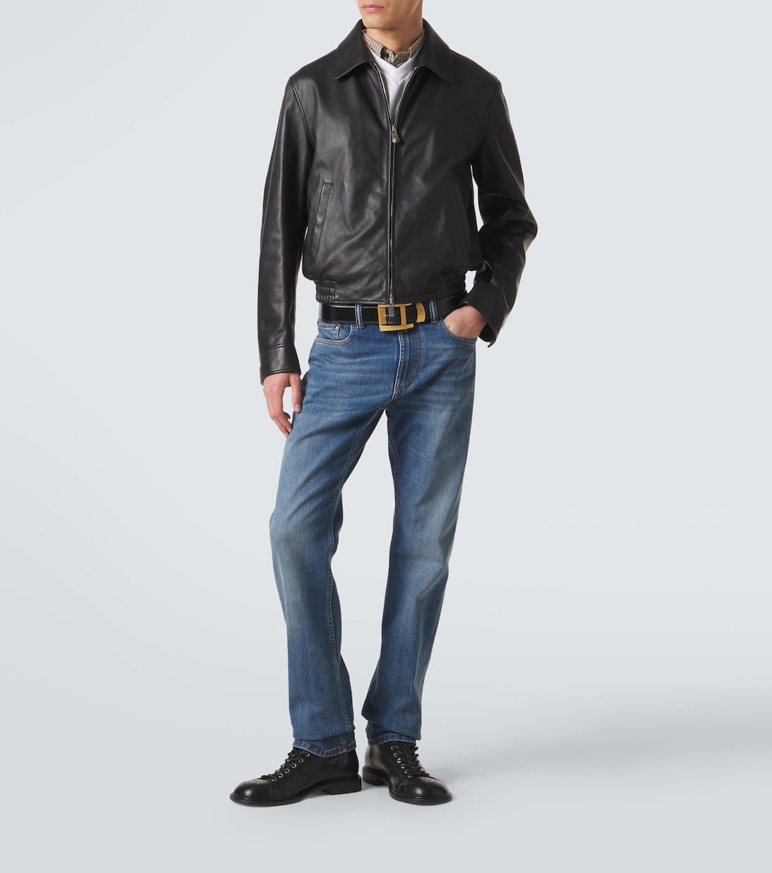 Versace - Leather blouson jacket